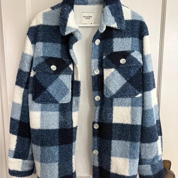 Abercrombie & Fitch Navy and White Teddy Jacket - Picture 5 of 7